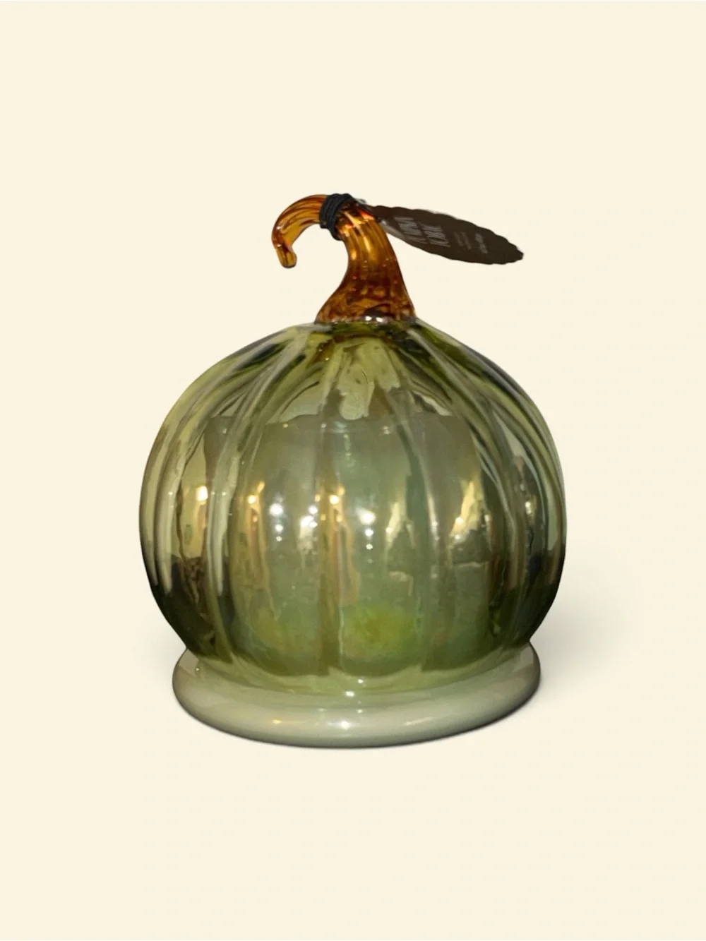 Anthropologie styled  Pumpkin Tabac scented Glass Pumpkin Cloche Candle